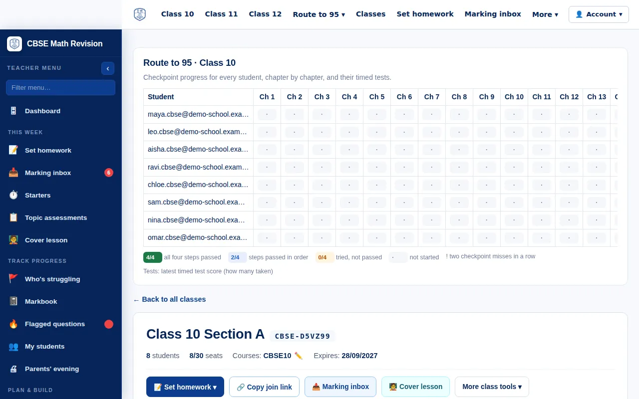 CBSE Maths teacher class page for a demo class
