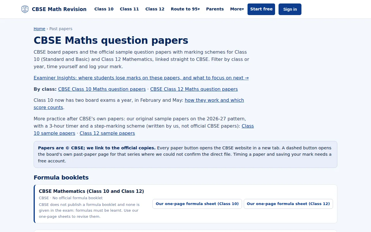 CBSE Maths past papers hub
